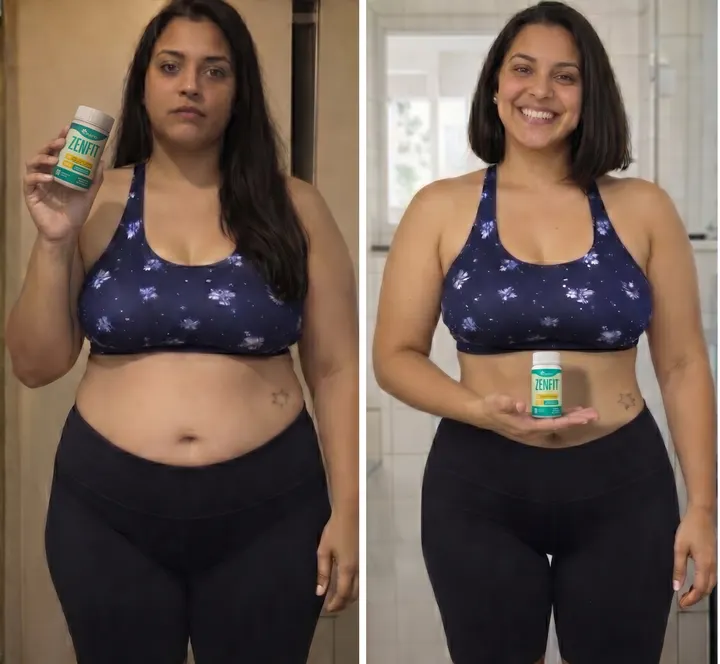 Antes e depois de cliente do ZenFIT Caps