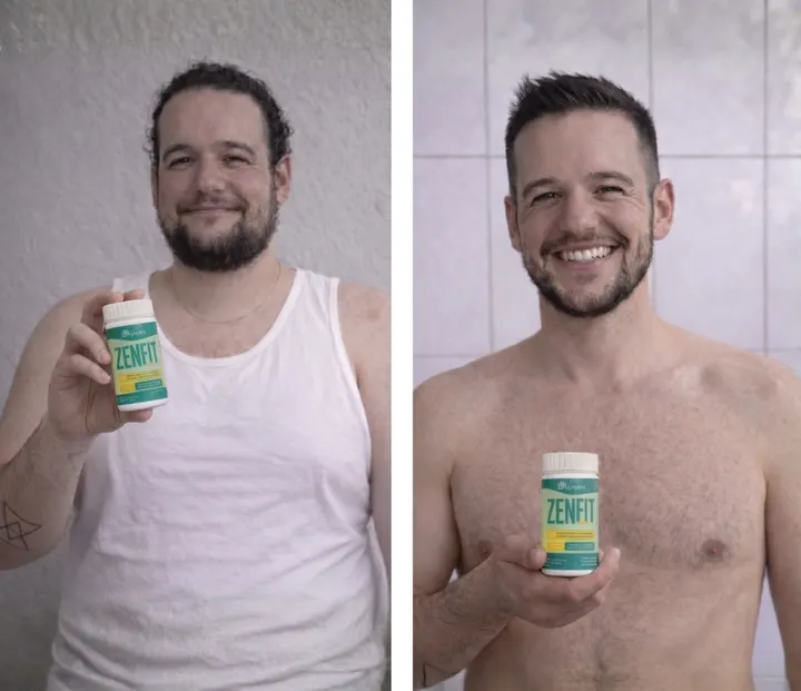 Antes e depois de cliente do ZenFIT Caps