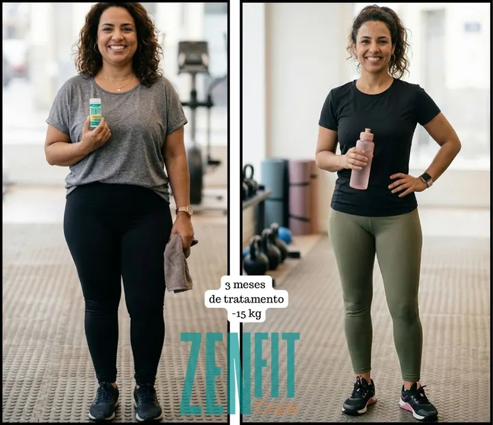 Antes e depois de cliente do ZenFIT Caps